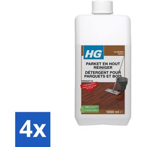 HG - Parket- & Houtreiniger - Frisse Geur - Reinigt Streeploos - 1L - Voordeelverpakking - 4 stuks