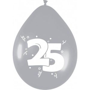 Haza - Jubileum/leeftijd thema 6x ballonnen 25 jaar - Feestartikelen