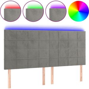 vidaXL - Hoofdbord - LED - 160x5x118/128 - cm - fluweel - lichtgrijs