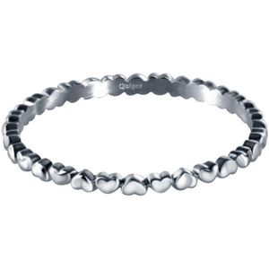 Quiges Stapelring Dames - Vulring Harten - RVS Zilverkleurig - Maat 18 - Hoogte 2mm - SP019S18
