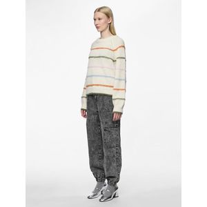 Pieces Pcnelia Ls O-Neck Knit Birch Stripes BEIGE S