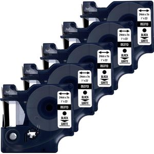 DULA Dymo D1 53713 - S0720930 - Compatible label tape - 5 lettertapes - Zwart op wit - 24mm x 7m