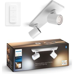 Philips Hue Runner opbouwspot - warm- tot koelwit licht - 2 spots - wit - 1 dimmer switch - GU10