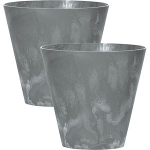 Prosperplast Bloempot/plantenpot voor buiten - Set van 4x stuks - kunststof - steengrijs - D20 x H19 cm - 3,5 liter