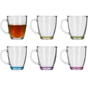 Vivalto Koffie/thee glazen - 12x stuks - glas - met tint - 310 ml