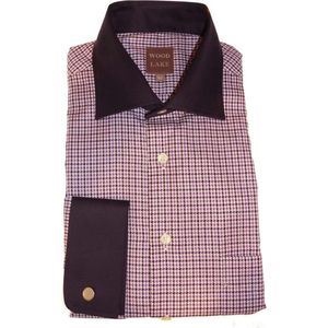 Shirt pied de poule paars dubbele manchet