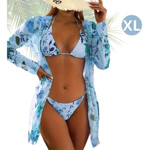 Livano Bikini Dames - Meisjes Bikini - Badpak - Push Up - Vrouwen Badkleding - Zwemmen - Sexy Set - Top & Broekje - Hemelsblauw - Maat XL