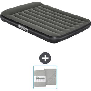 Bestway luchtbed - Twijfelaar - 137 x 191 x 30 cm - Groen - Inclusief en Hoeslaken