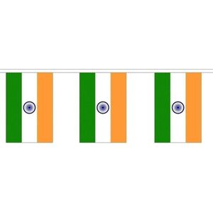 2x Buiten vlaggenlijn India 3 meter - Indiase vlag - Supporter feestartikelen - Landen decoratie en versieringen