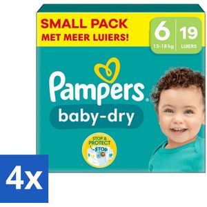 Pampers - Baby-Dry - Luiers - Maat 6 (15+ kg) - Extra Groot - 19 Luiers - Voordeelverpakking - 4 stuks