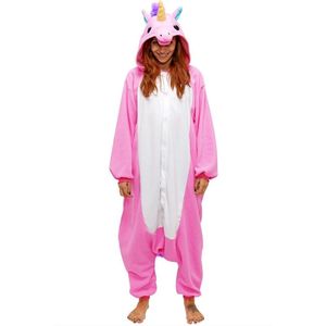 KIMU Onesie Roze Eenhoorn Pakje - Maat 110-116 - Eenhoornpak Unicorn Kostuum Vliegend Paard Pak - Unicornpak Kinderen Zacht Pyjama Meisje Festival