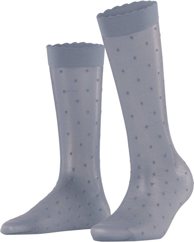 FALKE Dot gedessineerd materiaal transparant 15 DEN kniekousen dames grijs - maat 35-38