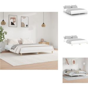 vidaXL Bedframe - Duurzaam - Bed - Afmetingen- 203 x 143 x 20 cm - Kleur- Hoogglans wit - Bed