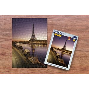 Puzzel De Eiffeltoren bij zonsondergang met woonboten - Legpuzzel - Puzzel 1000 stukjes volwassenen