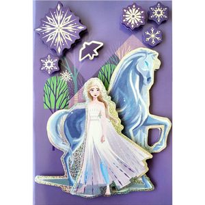 Disney Frozen 2 - Grote 3D wenskaart - Elsa - zilver holografisch effect - incl. envelop