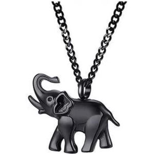 Zoëies olifant asketting zwart - urn - dieren - gedenk hanger - ashanger