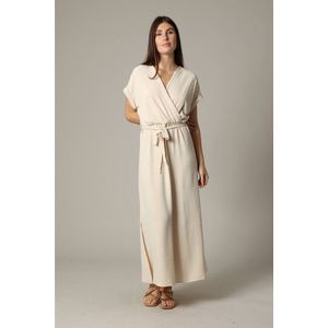 DEELUXE Effen casual jurk met korte mouwen en wikkelkraag S