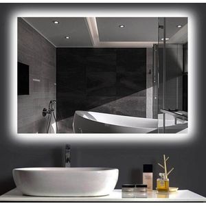 Badkamerspiegel met LED Verlichting & Verwarming - 100x60cm - Rechthoekige Spiegel - Dimbaar