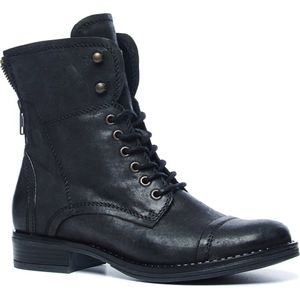 Manfield Leren Veterboots Zwart