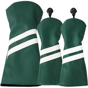 Golf Club Headcover Double-Stripe Groen- Headcovers-Golf Spullen- Driver, Hybride, Fairway wood