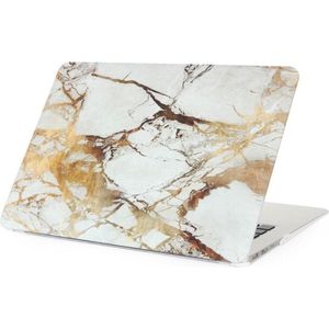 Shop4 - Geschikt voor MacBook 13 inch Air Hoes - Hardshell Cover Marmer Wit Goud