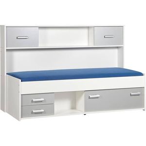 Bed met opbergruimte - Incl deuren - Aluminium - Wit - Effen
