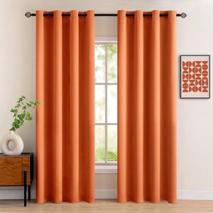 Goodivery ® Set van 2 verduisteringsgordijnen, zacht, ondoorzichtig, met ringen, thermogordijn, ringgordijn, voor slaapkamer en woonkamer, 140 x 245 cm, oranje