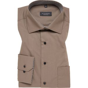 ETERNA comfort fit overhemd - Oxford - taupe (contrast) - Strijkvrij - Boordmaat: 41
