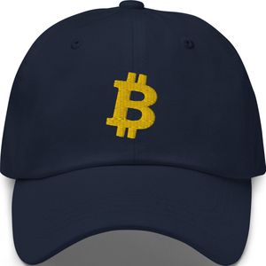Klassiek Marine Blauw Bitcoin Petje Met Goud Kleurig Geborduurd Bitcoin Logo| Bitcoin cadeau| Crypto cadeau| Bitcoin Cap| Crypto Cap| Bitcoin Pet| Crypto Pet| Bitcoin Merch| Crypto Merch| Bitcoin Kleding| Crypto Kleding