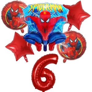 Spiderman folieballon 6 -Spiderman Marvel Hero Party Ballon 6 stuks Folie Ballon Verjaardag - Kinderfeestje - Versiering - Decoratie - Jomazo - spiderman verjaardag - spiderman themafeest - spiderman ballonnen - Disney feestje - superhelden feest