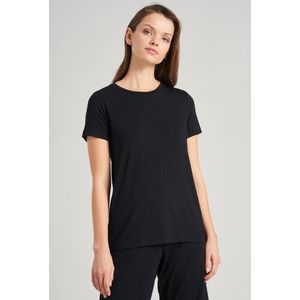 SCHIESSER Mix+Relax T-shirt - dames shirt korte mouwen modal zwart - Maat: 44