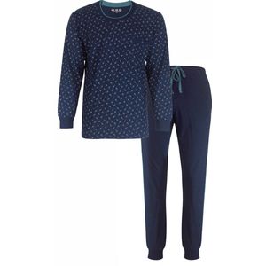 M.E.Q. - Heren Pyjama - Lange mouw - 100% Katoen - Donker Blauw - Maat L