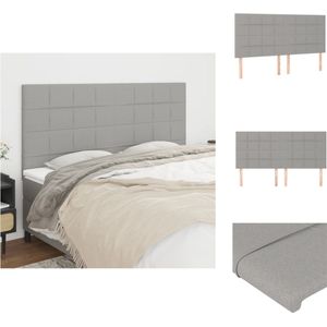vidaXL Hoofdbord Bed - Stijlvol Ontwerp - Duurzaam Materiaal - Stevige Poten - Verstelbare Hoogte - Comfortabele Ondersteuning - Lichtgrijs - 180 x 5 x 118/128 cm - Bedonderdeel