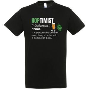 Hoptimist T-shirt - Bier T-shirt - CraftBeer - Beer - Proost - Heren - grappige drank feest - bier cadeau - Hop - teksten en zinnen - bierpakket kado idee - Maat XXL