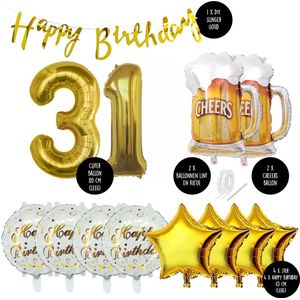 31 Jaar Verjaardag Cijfer ballon Mannen Bier - Feestpakket Snoes Ballonnen Cheers & Beers - Herman