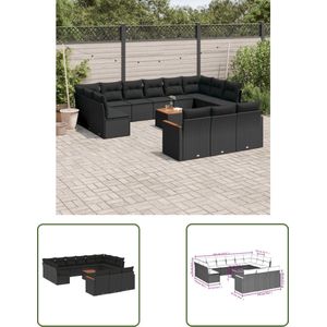 The Living Store Loungeset Tuin - Zwart PE-rattan - Waterdichte Opbergruimte - Modulair Design - Afneembare Hoes - Duurzaamfontsize9.5efffffcccccSource- The Living Store - com