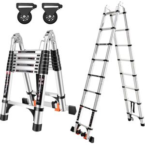 Telescopische ladder - 5,0 m Aluminium Vouwladder met Draagvermogen tot 150 kg