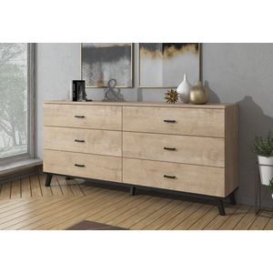 Meubella - Dressoir Jenny - Eiken - Zwart - 181 cm