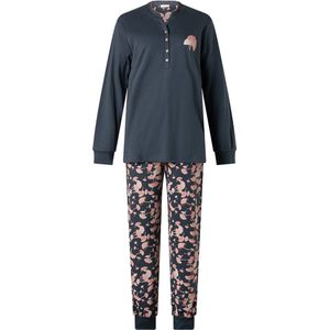 Lunatex dames pyjama dikke tricot - Uni top - XL - Blauw