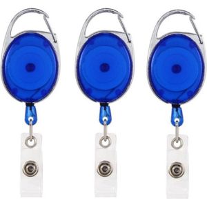 Badgehouder met clip - Verpleegkundige - Badgehouder met trekkoord - Set van drie - Blauw transparant