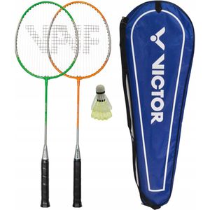 Playos® - Badmintonset - 2 Rackets - Oranje / Groen - in Hoes - Inclusief Shuttles - Badminton Rackets - Badminton Set - Professioneel