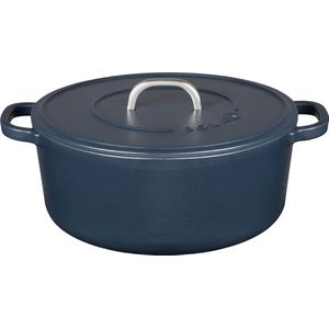 Sola Gietijzer Braadpannen - Ø 24 cm Gietijzer Braadpannen Inductie - Geschikt voor Elke Warmtebron - Blauw - Extra zware bodem