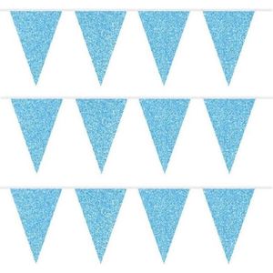 Blauwe Vlaggenlijn Glitter -  - 6 Meter - Feest - Party - Jarig - Decoratie
