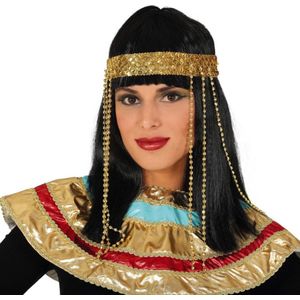 Fiestas Guirca - Zwarte pruik Egyptische prinses - Carnaval - Carnaval pruik - Carnaval accessoires - Pruiken