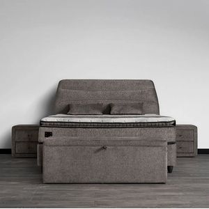 Beddenscout24 Boxspring Bed met opbergruimte Carlos 180x200 cm Inclusief 30 cm matras en topper HR- Koudschuim