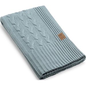 Knit Factory Sasha Gebreid Plaid XXL - Bedsprei - Woondeken - plaid - Wollen deken - Kleed - Stone Green - 280x130 cm