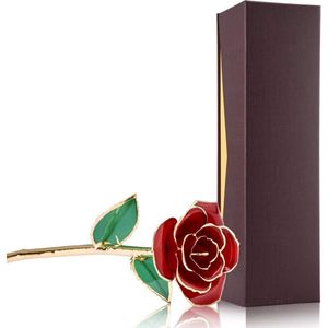 Gouden Roos Rood In Luxe Box - Bloemen - Verjaardagscadeau - Moederdag - Valentijn - Liefde - Rozen Geschenk - Rood - Romantisch Cadeau