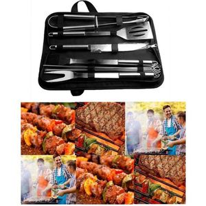 10 Stks / set Rvs Barbecue Grillen Gereedschap Set BBQ Gebruiksvoorwerp Accessoires Camping Outdoor Koken Gereedschap Kit met Draagtas