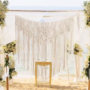 Macramé wandkleed - modern boho geweven tapijt - chique kunst decoratie - handgemaakt - kralen muurkunst - bruiloft slaapkamer.