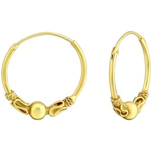 Zilveren goud kleurige Bali oorringen 18mm | Bali ear hoops | Oorbellen dames gold plated | Sterling 925 Silver (Echt zilver)